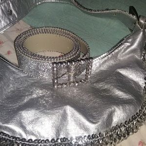 Silver purse and Belt "BLING"